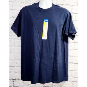 Gildan Dark Blue Crew Neck Short Sleeves Shirt Large NWTS Lightweight Soft